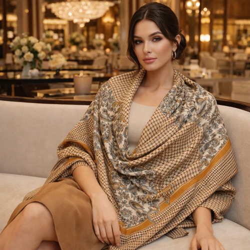 روسری زنانه نخی سیااسکارف قواره ۱۴۰ چهارفصل باکیفیت